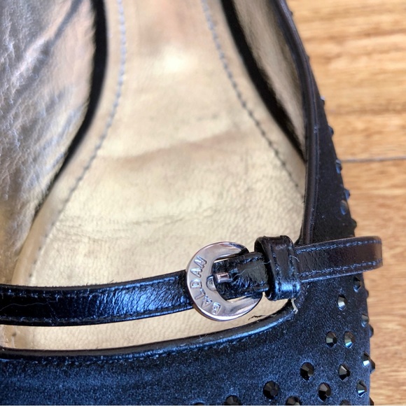 Baldan Venezia black satin and leather studded ballet flats - Picture 2 of 7